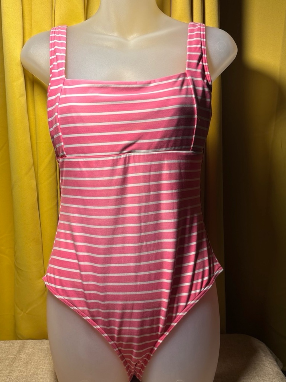 SEA LEVEL AUSTRALIA Striped Square-Neck Pink & White One-Piece Swimsuit